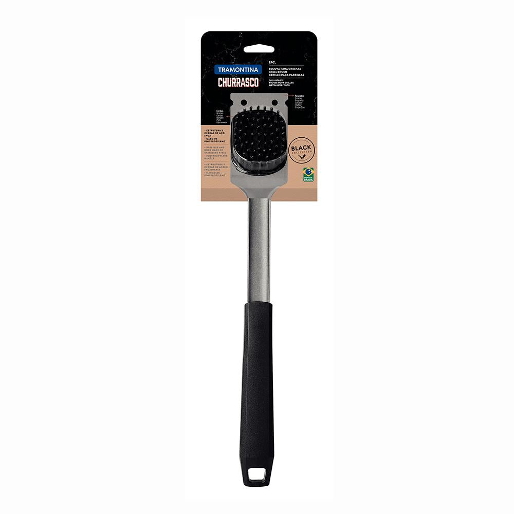 Escova Para Grelhas Com Raspador Churrasco Black Inox Cabo Polipropileno Preto - Tramontina 26594100