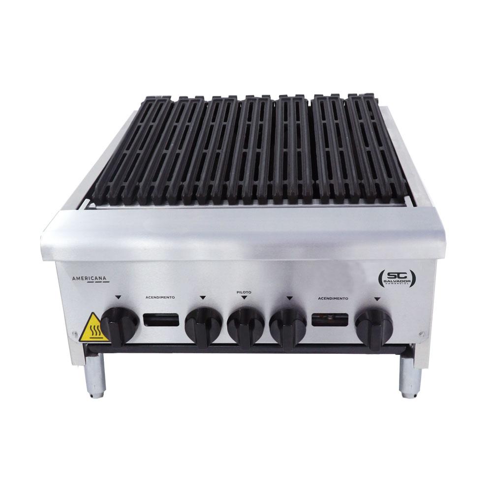 Chapa Char Broiler Americana Profissional Grill Churrasqueira 60cm Gás Inox Com Pé Cggp60 - Venâncio