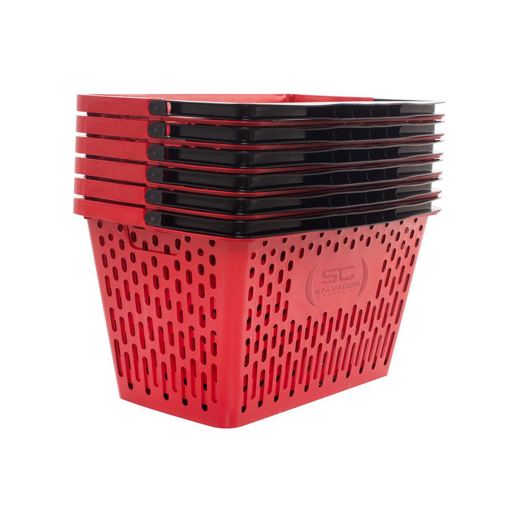 Carrinho de Compras Preto Com Cestos D-500 12kg Removíveis Vermelho - Dellaplast