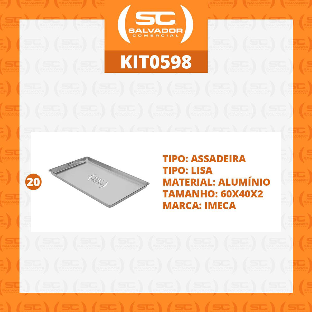 Kit 20 Formas Assadeiras Lisa Estampada Alumínio Biscoito 60x40 - Imeca