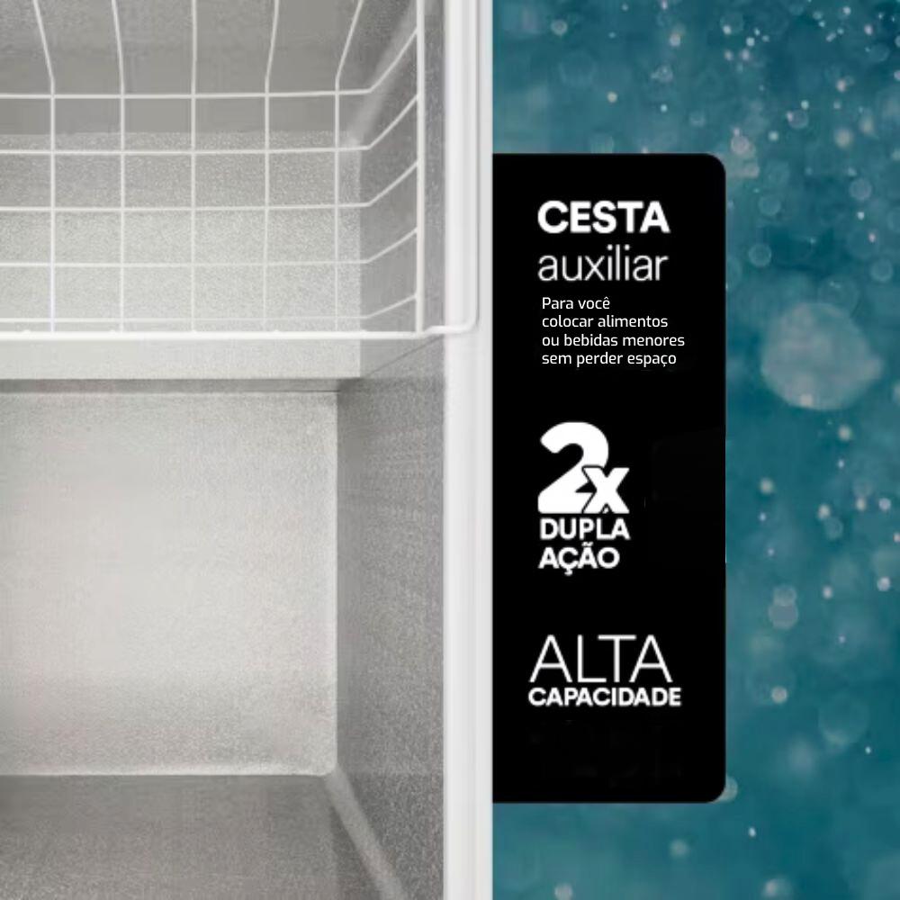Freezer Expositor Horizontal Dupla Ação 120 Litros Eco Gelo Tampa de Vidro Eeh120xx 220v - Eos