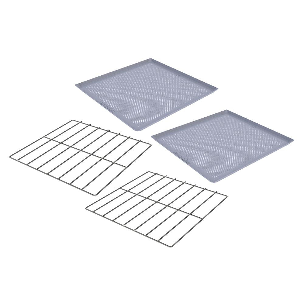 Kit 2 Grades Cromadas 35x35 + 2 Assadeiras Perfuradas Alumínio 35x35 Fornos PRP-004/008 - Progás