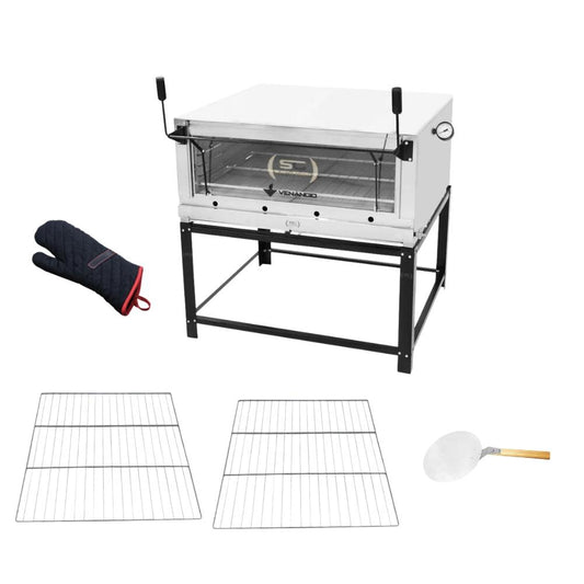 Forno Gás Industrial Pedra Roma Inox Firi110 + 2 Grades Extra + Luva Térmica + pá Pizza - Venâncio