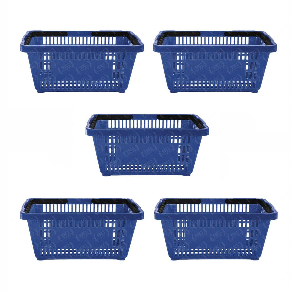 Kit 5 Cestos De Compras Plástica D100 Cód. 3000 Azul Padrão - Della Plast