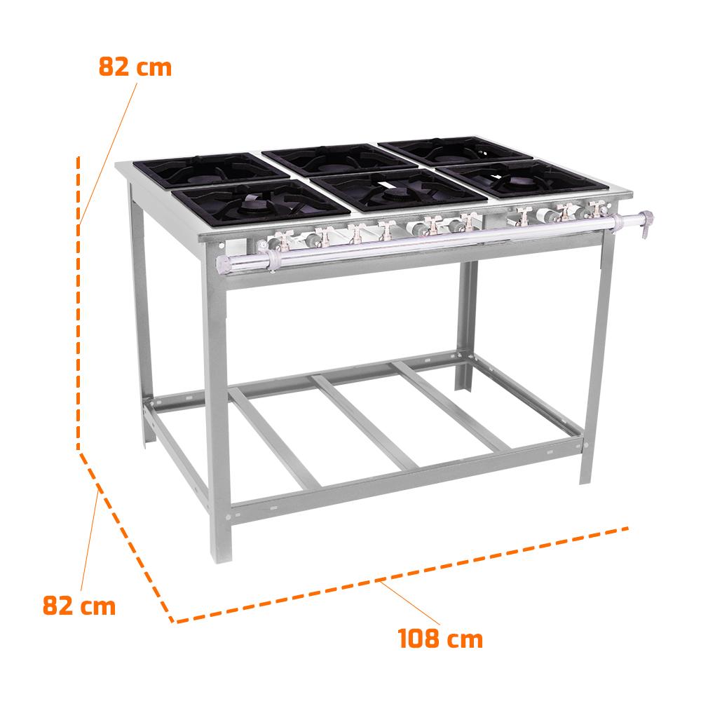 Fogão Industrial Comercial Gás Extra Inox 30x30 6 Bocas 3 Duplas Ei6d3e e - Venâncio
