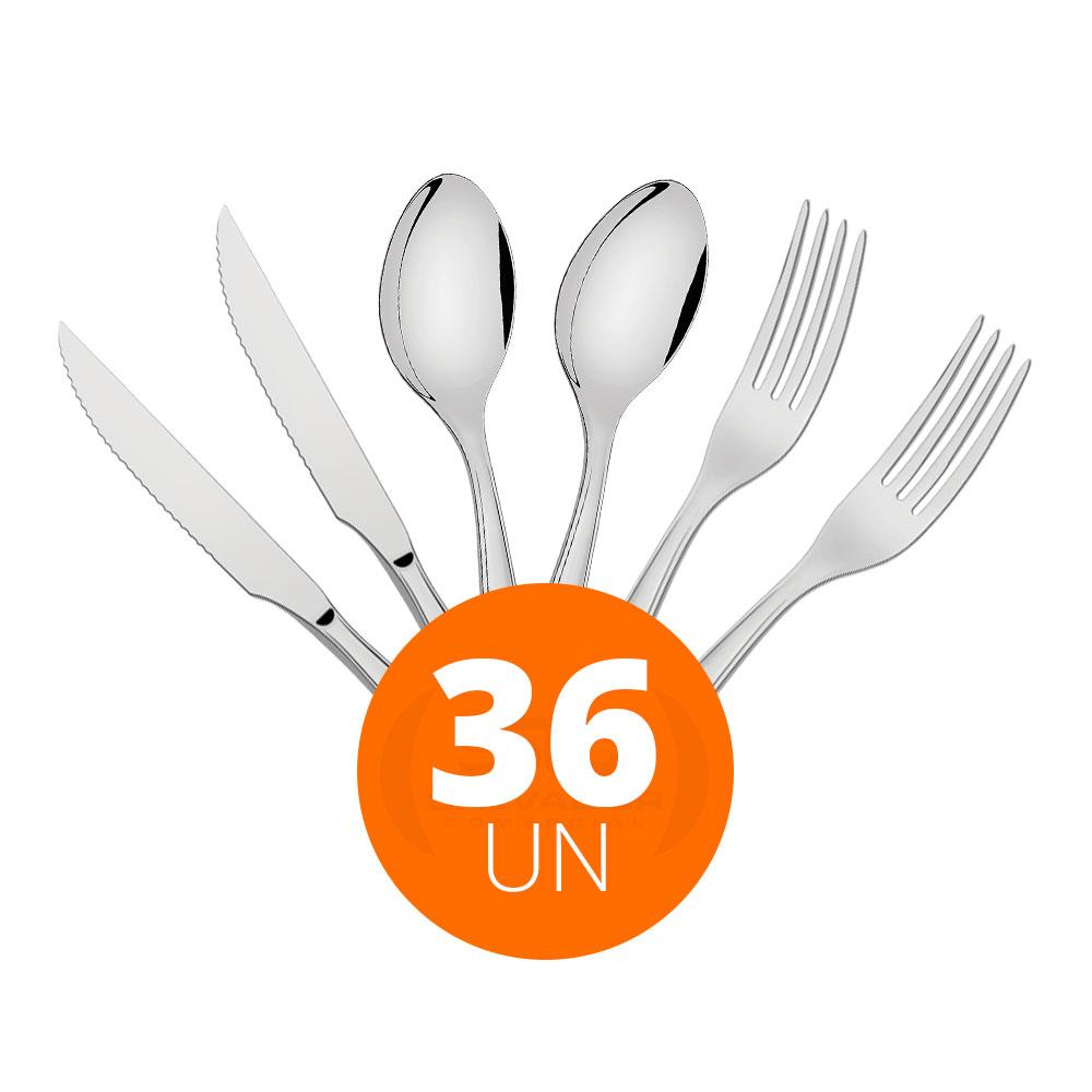 KIT Jogo de Facas, Garfos e Colheres Luxo Laguna 36 Peças em Aço Inox ITOP - Tramontina