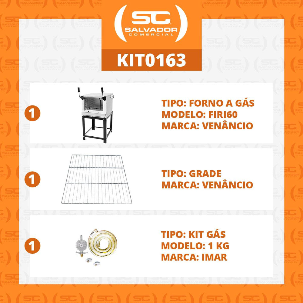 Kit - Forno Gás Industrial Roma Inox Firi60 + Grade Extra + Kit Gás