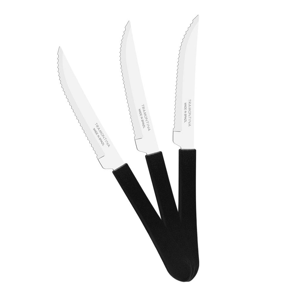 KIT - 36 Facas para Churrasco Leme Com Lâmina em Aço Inox 4 POL Cabo Preto FPBAG - Tramontina