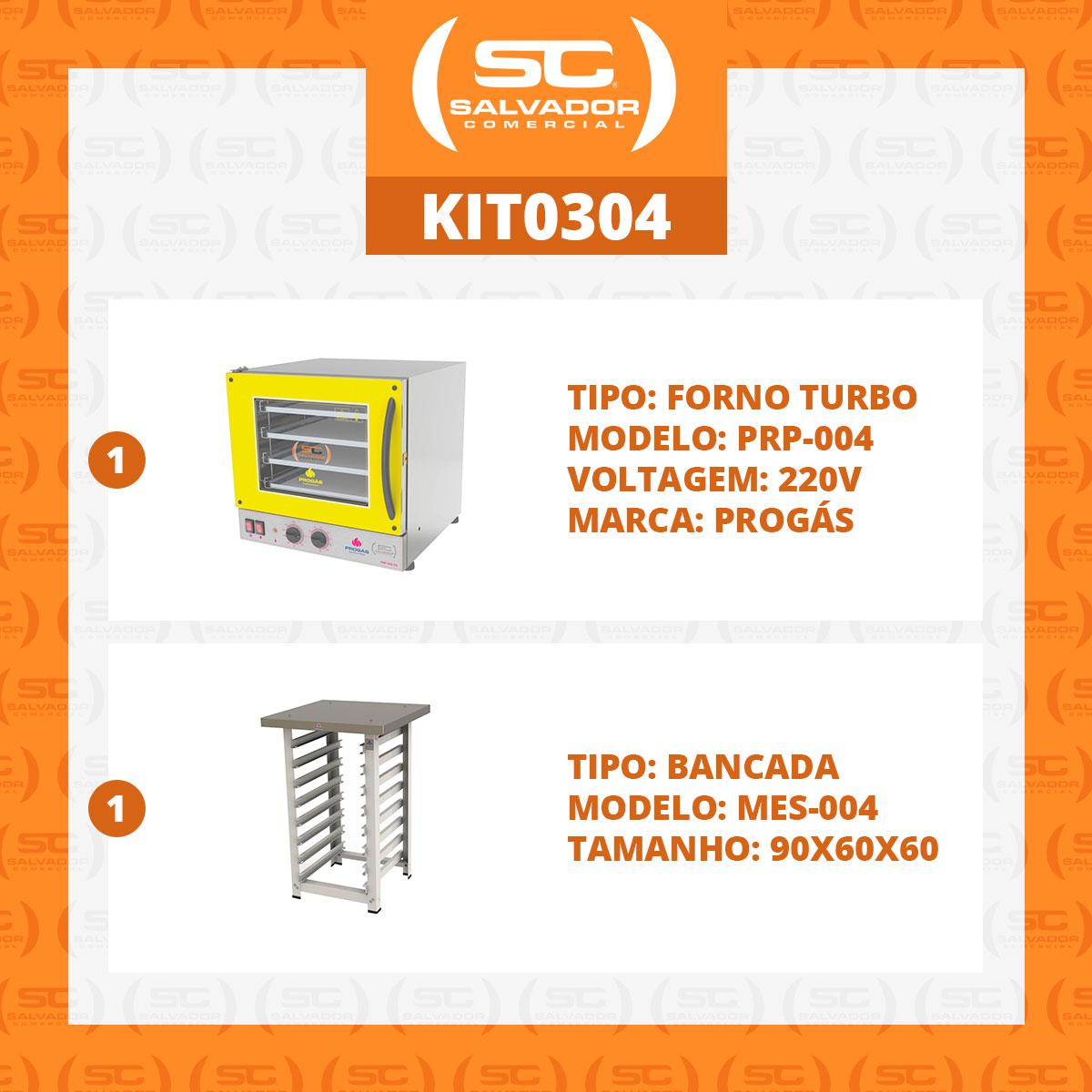 Kit - Forno Turbo Prp-004 220v Amarelo + Bancada Mes-004 - Progás