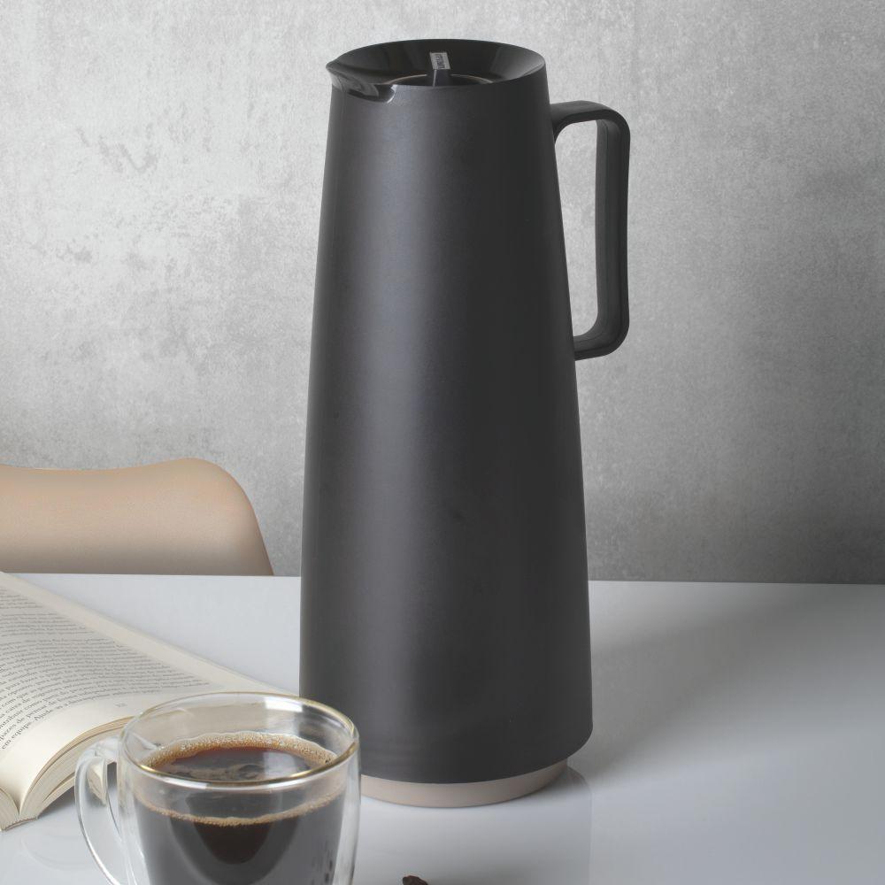 Chaleira Com Apito Roma em Aço Inoxidável 2,7l Brinox e Bule Garrafa Térmica 1l Preto Tramontina