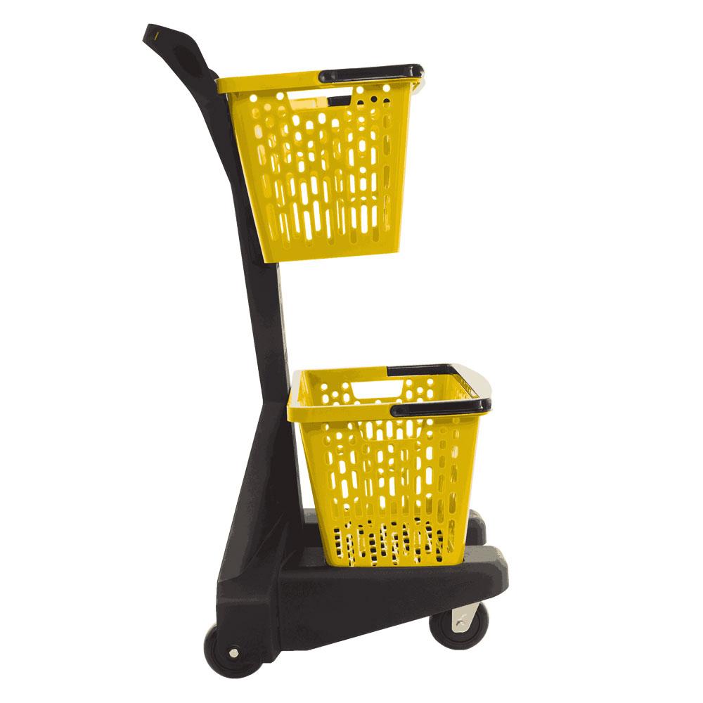 Carrinho De Compras Preto Com Cestos 12kg Removíveis Amarelo D-500 - Dellaplast