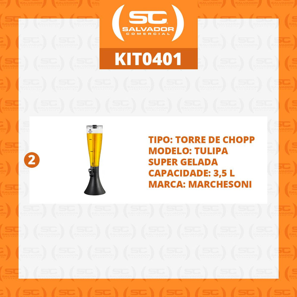 Kit 2 Torres De Chopp Profissional Tulipa 3,5 Litros Super Gelada Para Bar e Restaurante - Marchesoni