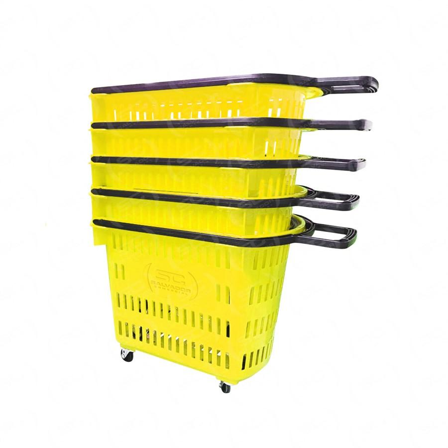 Kit 5 Cestos Grande Com Rodízio D300 Cód. 3300 Amarelo - Della Plast