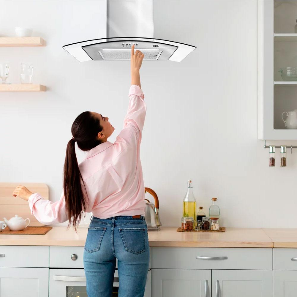 Coifa e Depurador De Parede Inox Com Vidro Curvo 60cm ECO60PV 220V - EOS B163422