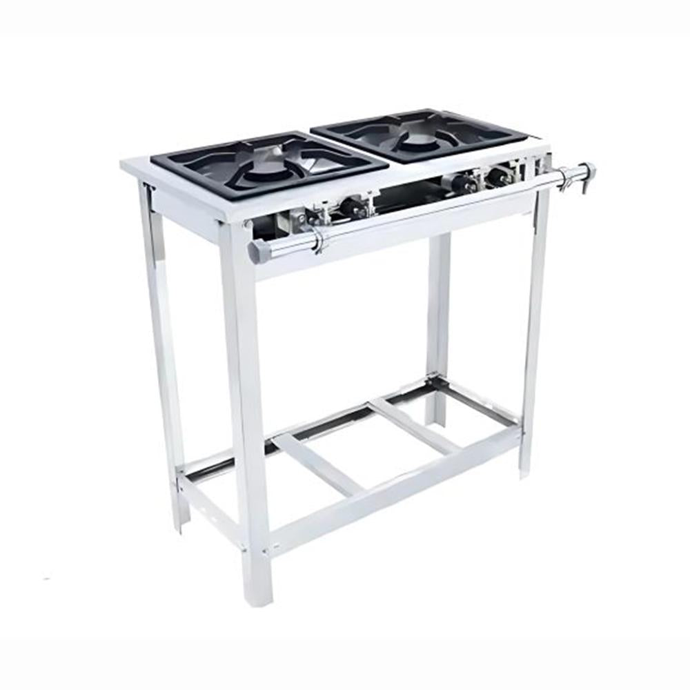 Fogão a Gás Extra Inox Para Cozinha Industrial Grelha 30cm 2 Bocas 2 Dupla Com pé Ei2d2p - Venâncio