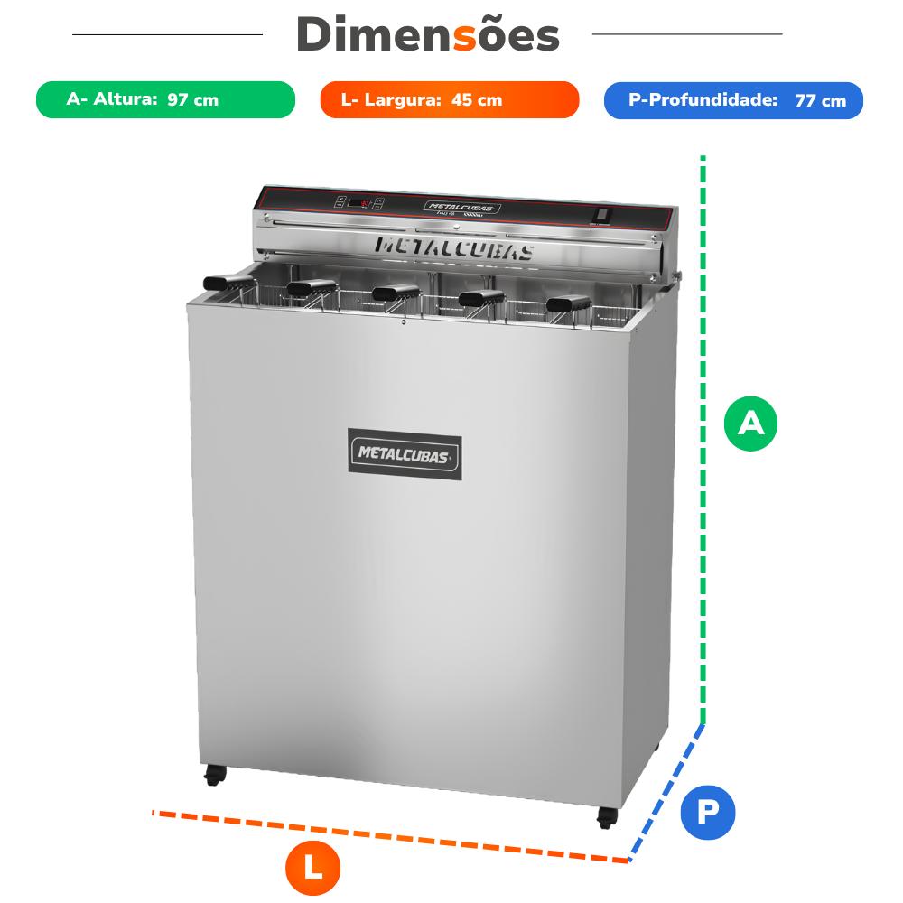 Fritador Água e Óleo Elétrico 45 Litros de Pedestal 1000w FAO 45 220v - Metalcubas 27090
