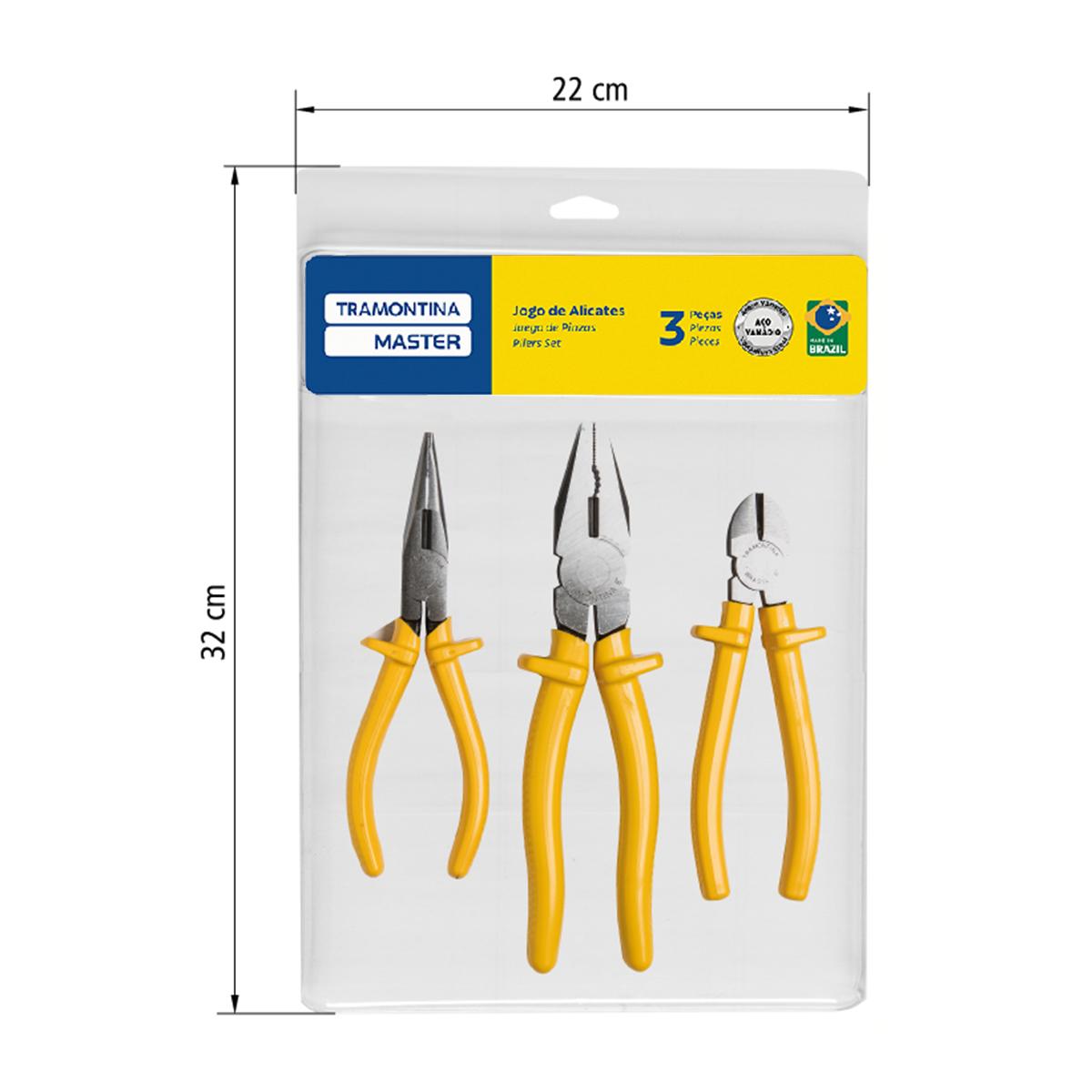 Kit Ferramentas Master Alicate Bico 6"", Alicate Universal 8"", Alicate Corte 6"" - Tramontina 43409107