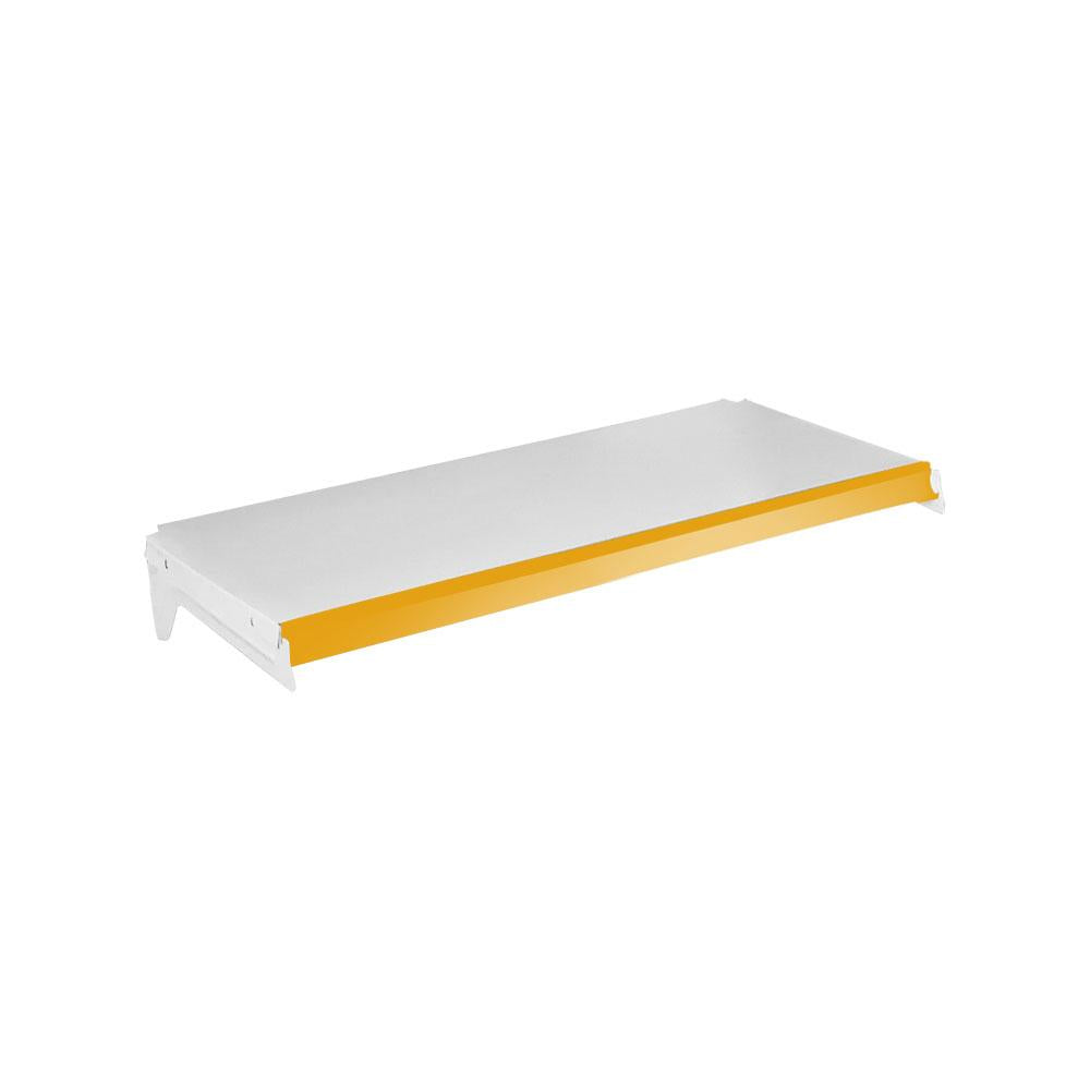 Bandeja Prateleira Ponta 30x73 Com Reforço Gôndolas New Plus Com Porta Etiqueta Amarelo SA Gôndolas