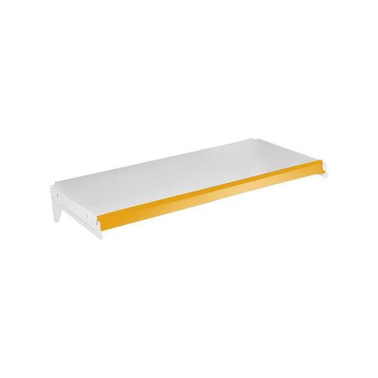 Bandeja Prateleira Ponta 30x73 Com Reforço Gôndolas New Plus com Porta Etiqueta Amarelo SA Gôndolas