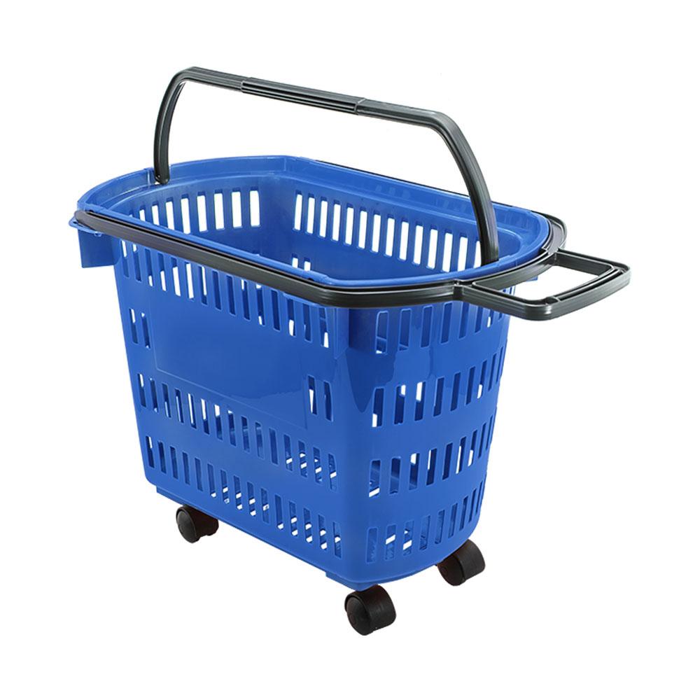 Cesto de Compras Para Supermercado Tamanho Grande Com Rodízio D300 - Della Plast