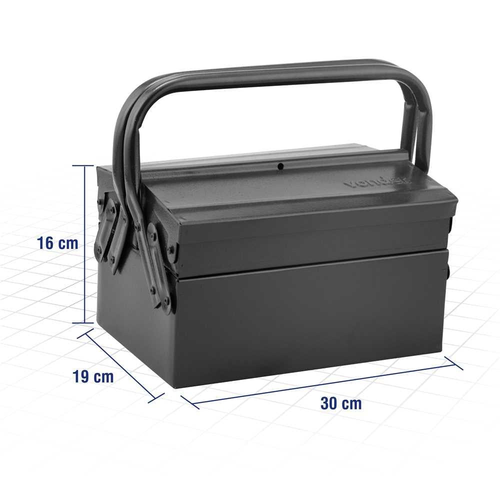 Caixa Para Ferramentas Sanfonada de Metal Com 3 Gavetas 30, 19 e 16 cm - Vonder 6115301916