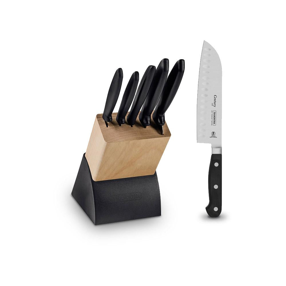 Kit Faqueiro Plenus 6 Peças + 1 Faca Profissional Century Santoku 7 Pol - Tramontina