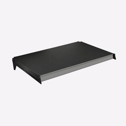 Bandeja Prateleira 40x91 Para Gôndolas New Plus Preta Com Porta Etiquetas Cinza - SA Gôndolas