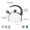 Chaleira em aço inox com Apito capacidade 2,1 Lts - Tramontina 61483013