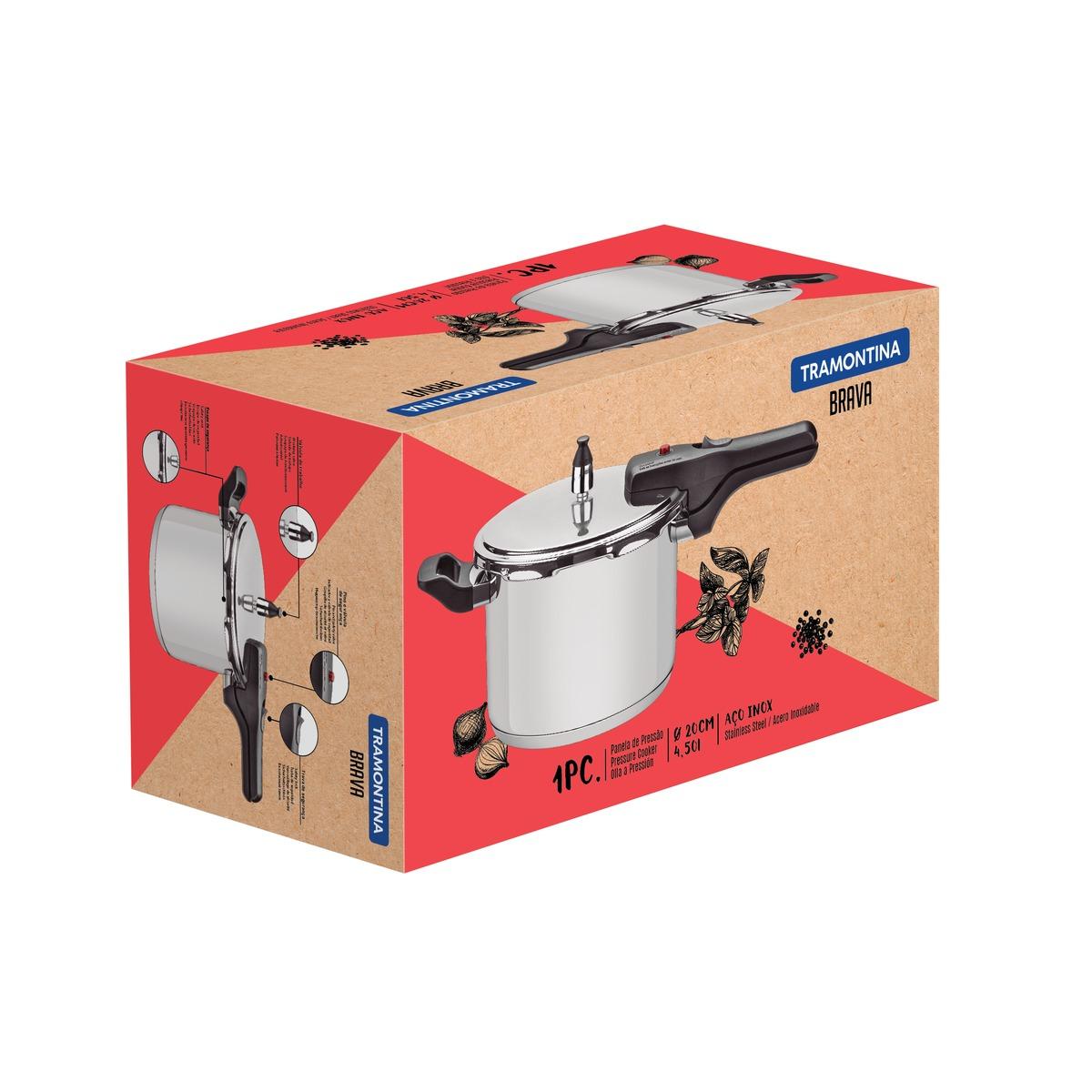 Panela de Pressão 4,5l Aço Inox Linha Brava - Tramontina