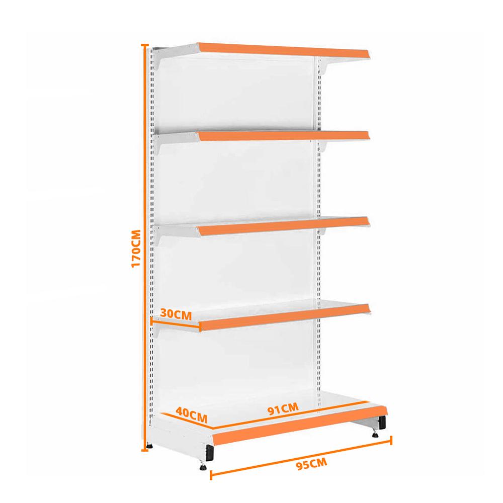 Gôndola Prateleira New Plus 1,70 Parede Inicial GPI - Sa Gôndolas Porta Etiquetas Laranja