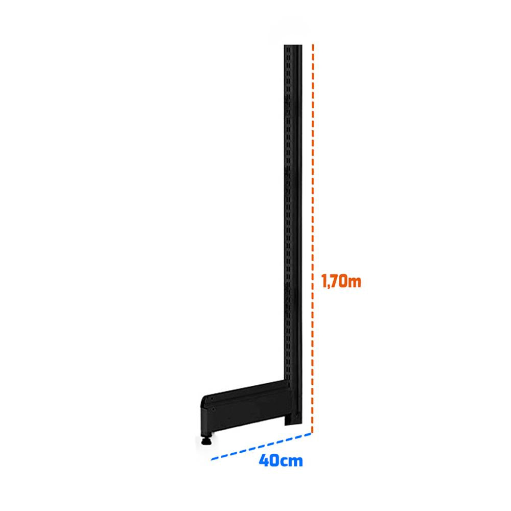 Pé Coluna New Plus Para Gôndolas De Supermercado 1,70m Base de 40cm Preto - Sa Gôndolas
