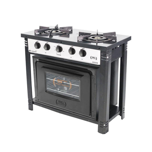 Fogão Industrial Branco com Forno Preto 2 Bocas Duplas Bravo BR2BF - Venâncio