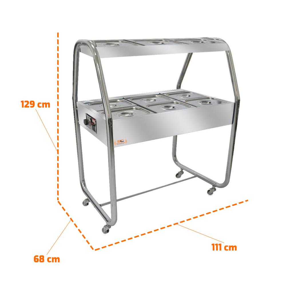 Estufa Alimentação Termos Dupla 6 Cubas de 1/2 Quente e 3 Cubas Frias Ead6t 220v - Venâncio