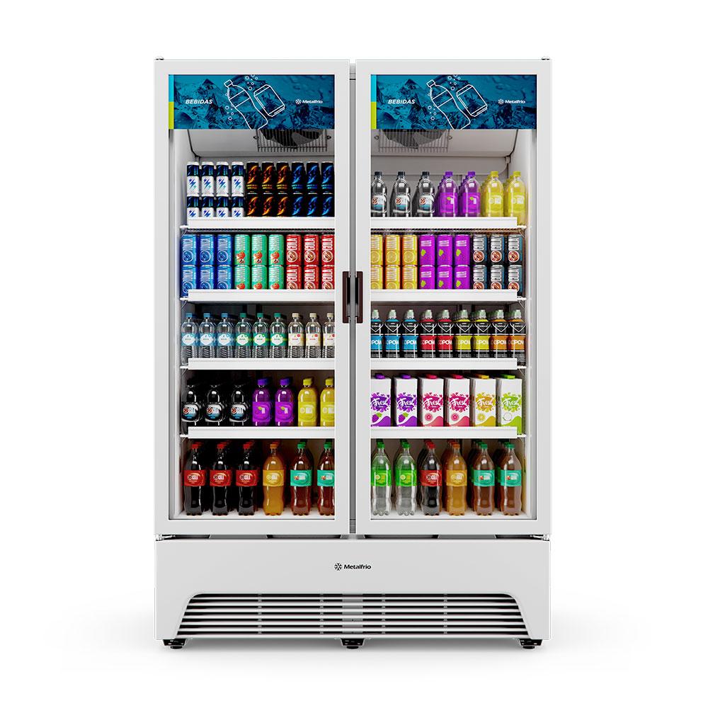 Refrigerador Expositor Vertical Bebidas Duas Portas Vidro 1164/1257l Vbm3al Optima Branca 220v - Metalfrio