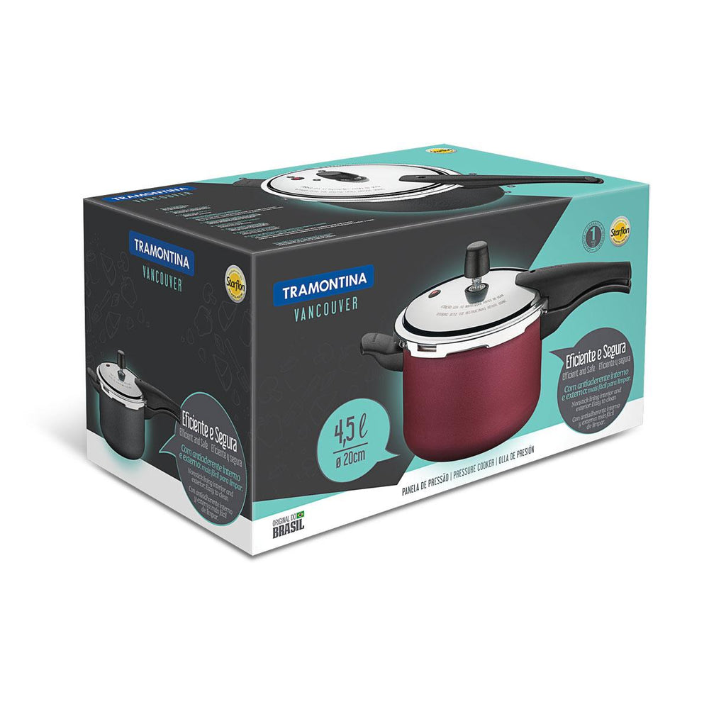 Panela de Pressão 4,5L 20cm Vancouver Antiaderente Vermelha - Tramontina