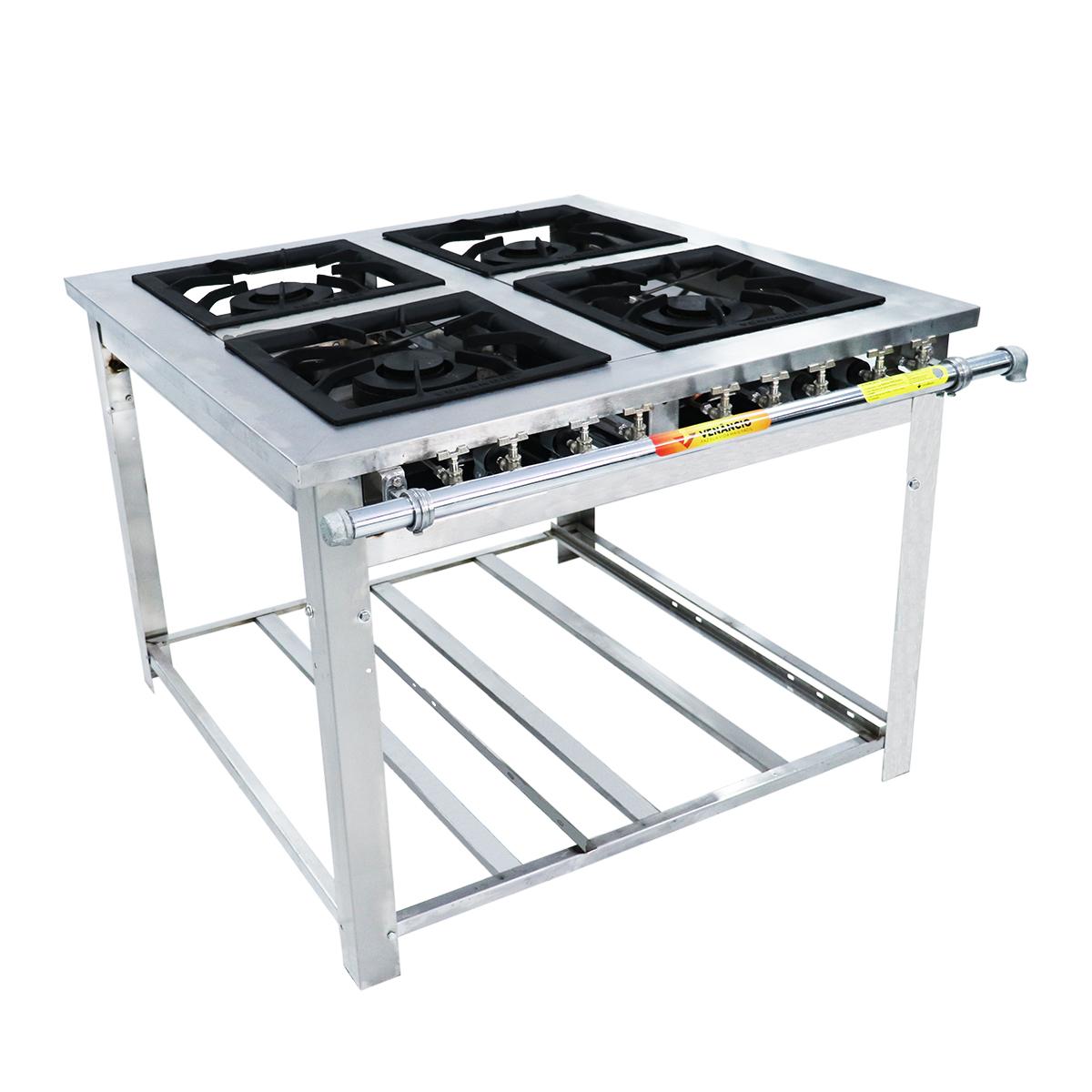 Fogão Profissional 4 Bocas Duplas a Gás Baixa Pressão Inox MI4D4 - Venancio