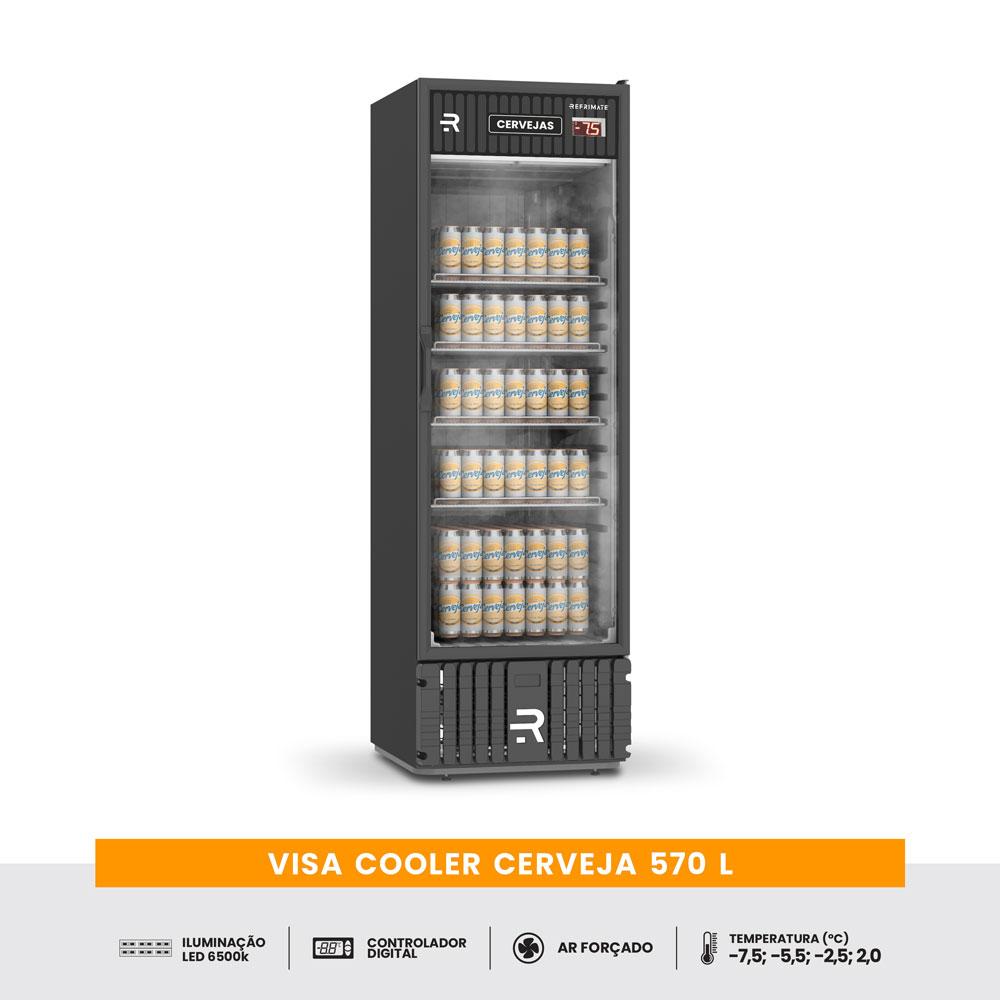 Cervejeira Visa Cooler Preta 570L Porta De Vidro -7,5°C a 2ºC VCCE570PVPB 220V - Refrimate