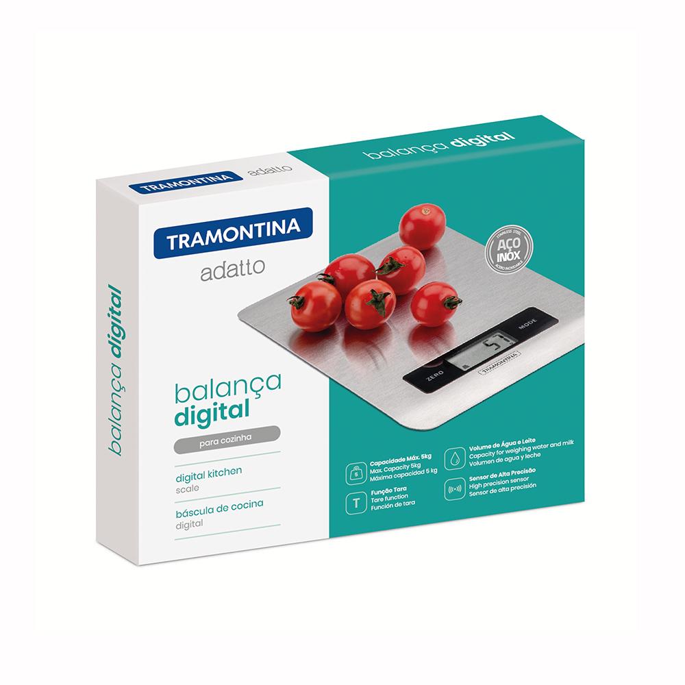 Balança Digital Aço Inox Cozinha Função Tara e Medição de Líquidos Adatto 5kg - Tramontina 61101020