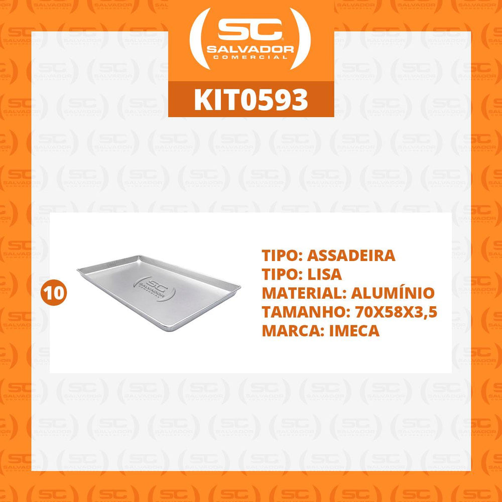 Kit 10 Formas Assadeiras Lisa Estampada Pão Doce Alumínio 58x70cm - Imeca