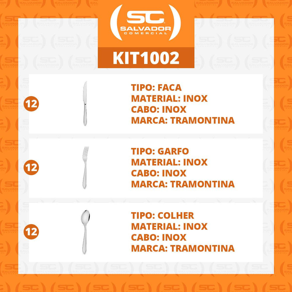 KIT Jogo de Facas, Garfos e Colheres Luxo Laguna 36 Peças em Aço Inox ITOP - Tramontina