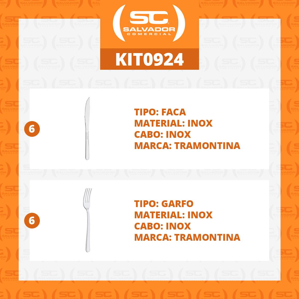KIT - Jogo de Faca e Garfo Buzios 12 Peças em Aço Inox IBAG - Tramontina