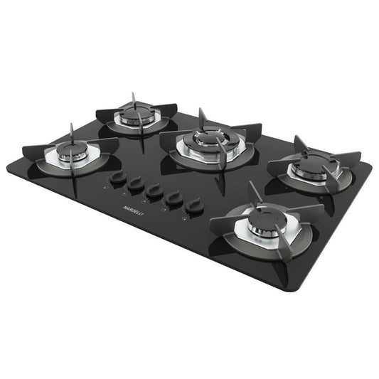Fogão Cooktop Vidro Gás 4B Simp 1B Tripla Safe Ferro Flange Inox SAFE5D Bivolt - Nardelli 27011601-00