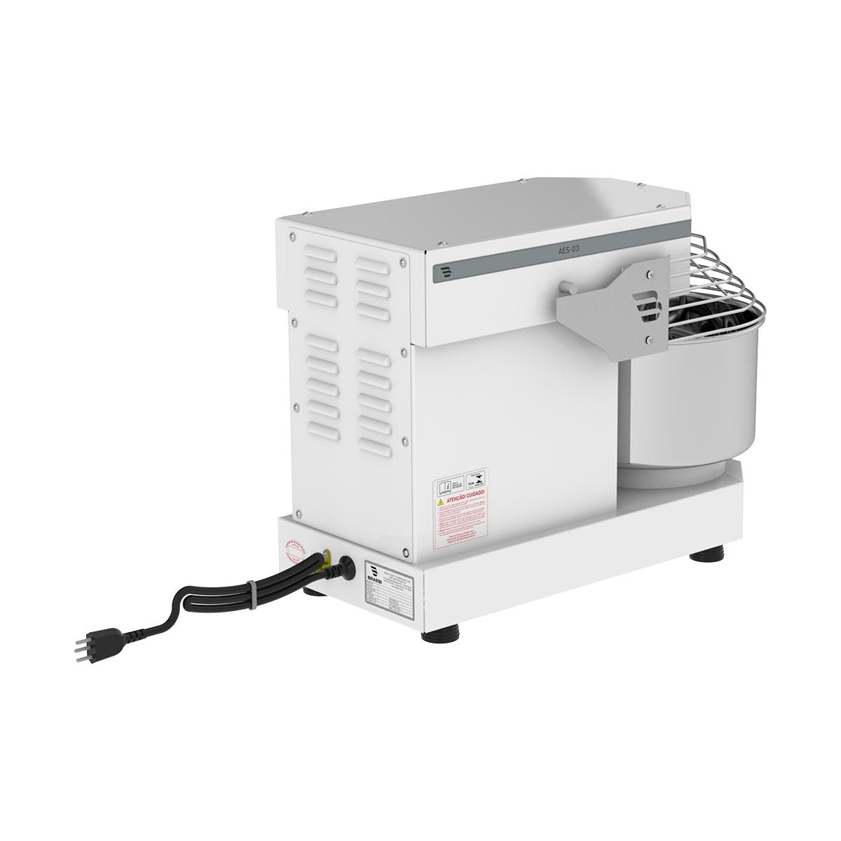 Amassadeira Espiral 3 Kg Masseira Industrial Branca Epóxi 10 Velocidades AES-03 Bivolt - Braesi B18675