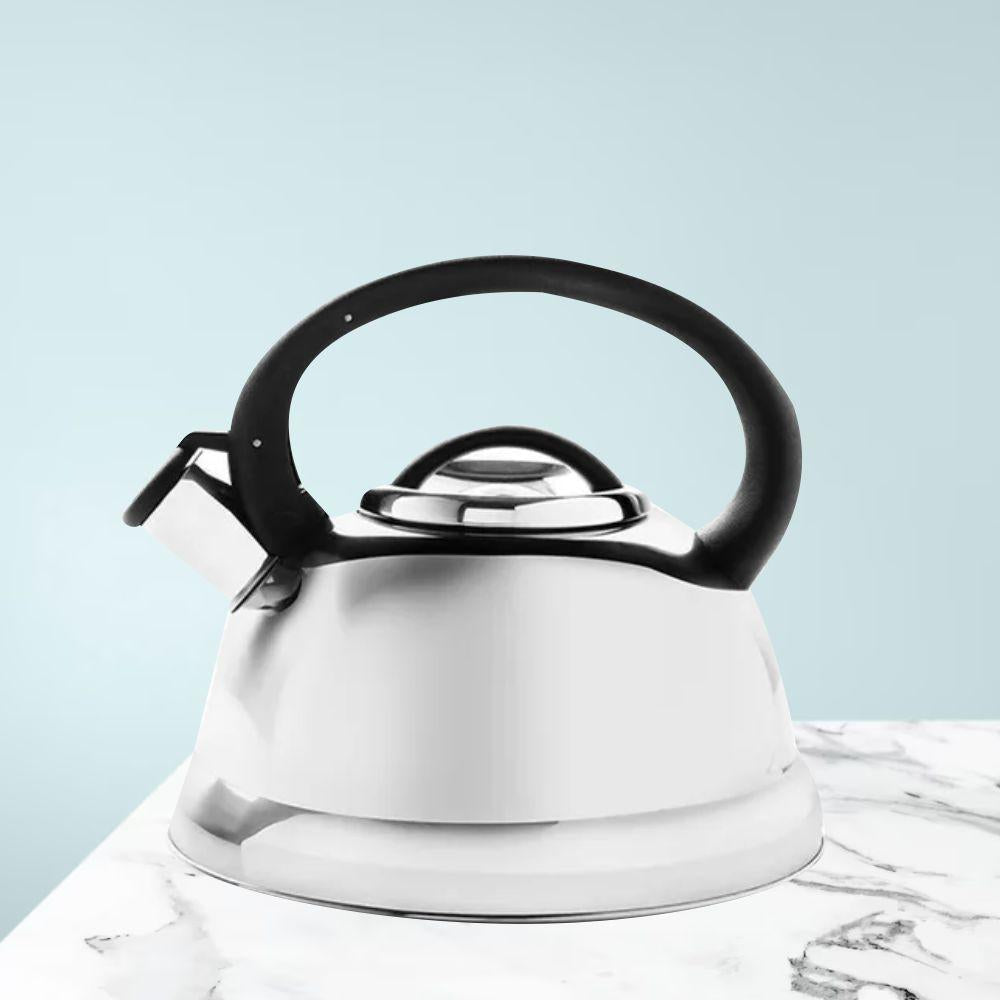 Chaleira Com Apito Roma em Aço Inoxidável 2,7l Brinox e Bule Garrafa Térmica 1l Vermelho Tramontina