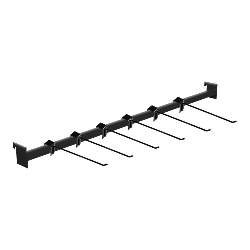 Kit Régua 91cm Para Gôndola + 6 Ganchos 30cm Preto New Plus – SA Gôndolas