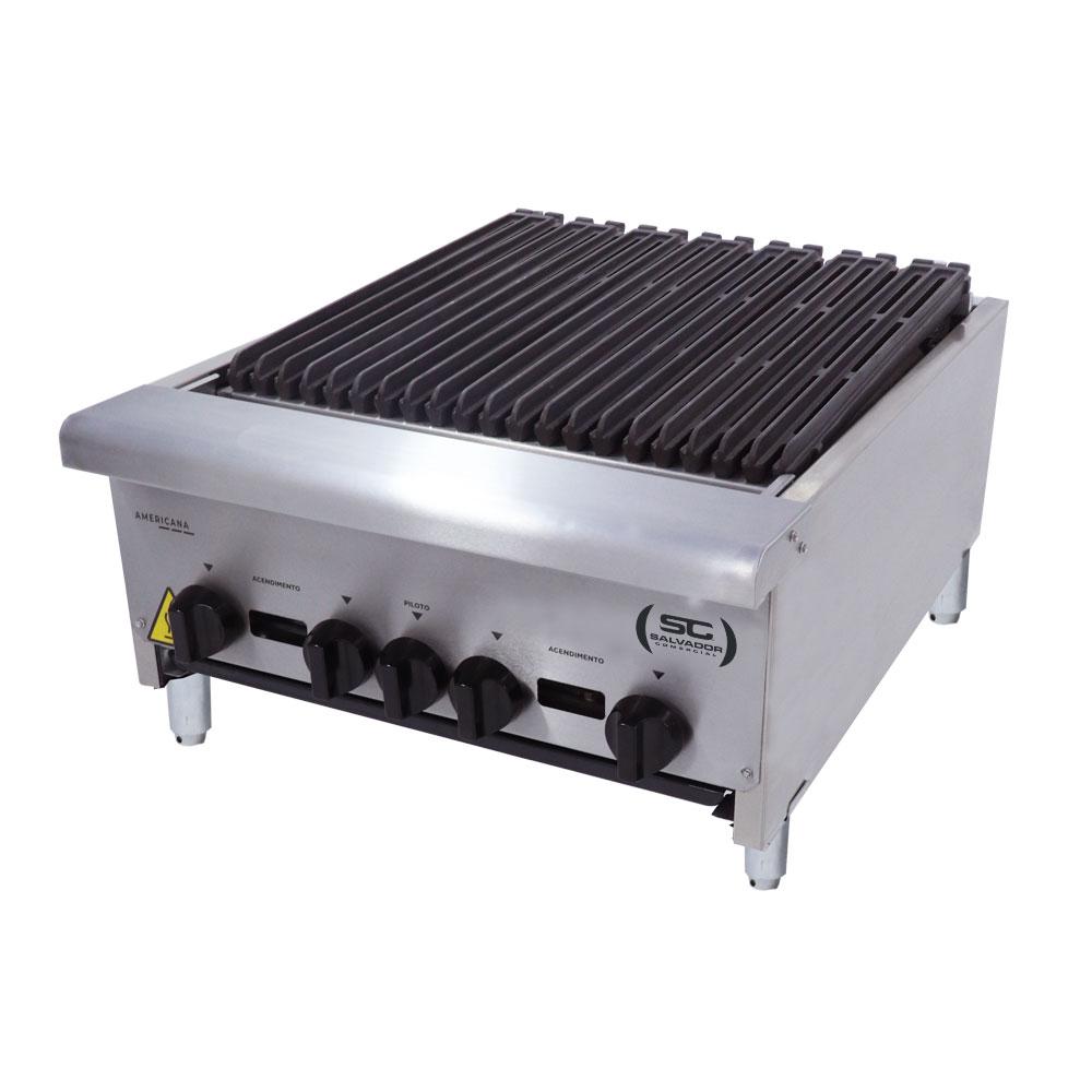 Char Broiler Americana Profissional Grill 60cm Gás Inox Com Pé CGGP60 e Utensílios - Venâncio