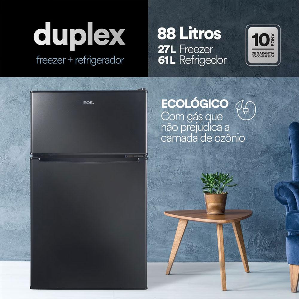 Frigobar Mini Refrigerador E Congelador Ice Compact 88L Duplex Preto EFB140D 220V - EOS