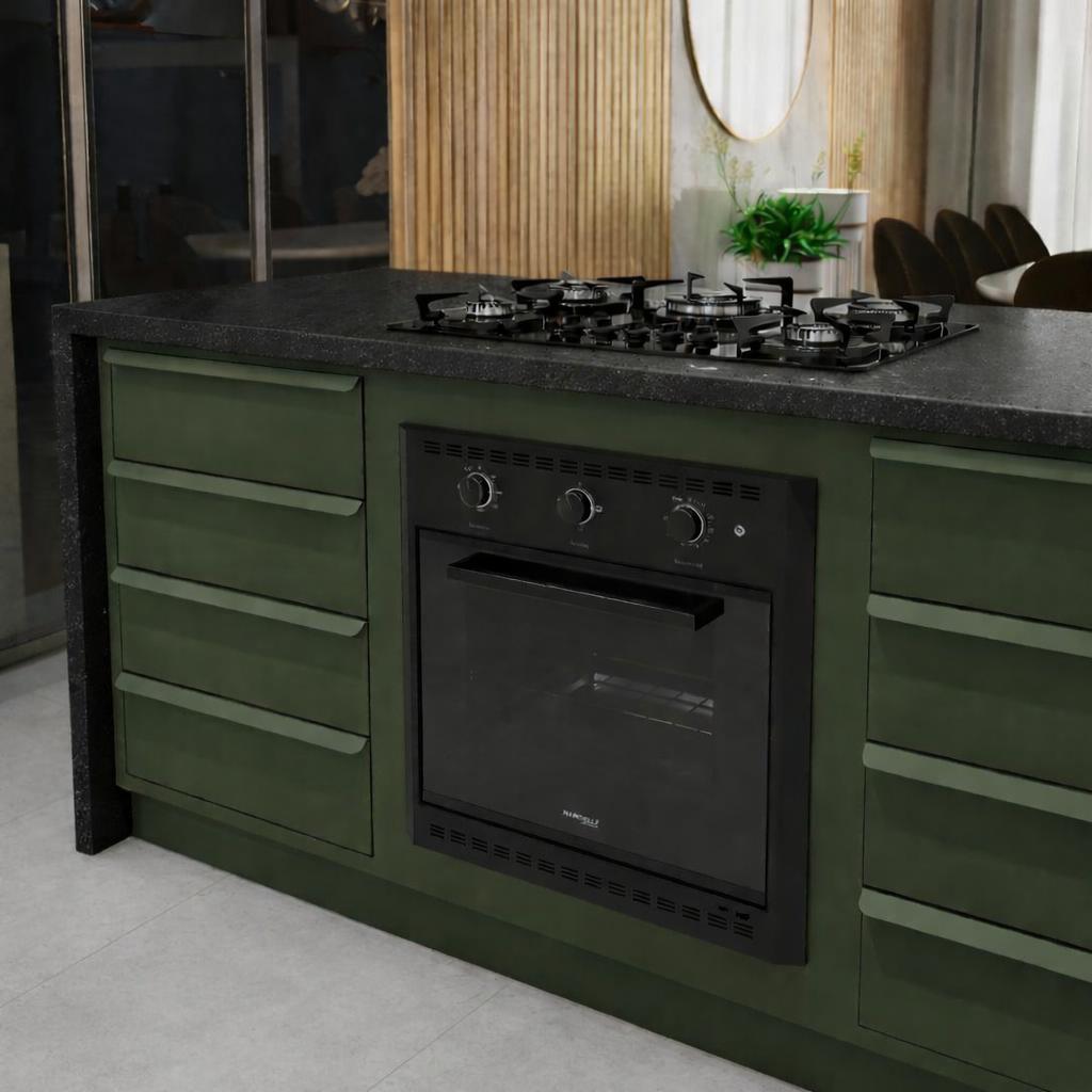 Forno Elétrico de Embutir Black 60L 1750W Até 300ºC E60B 127V Black - Nardelli 10016354-1