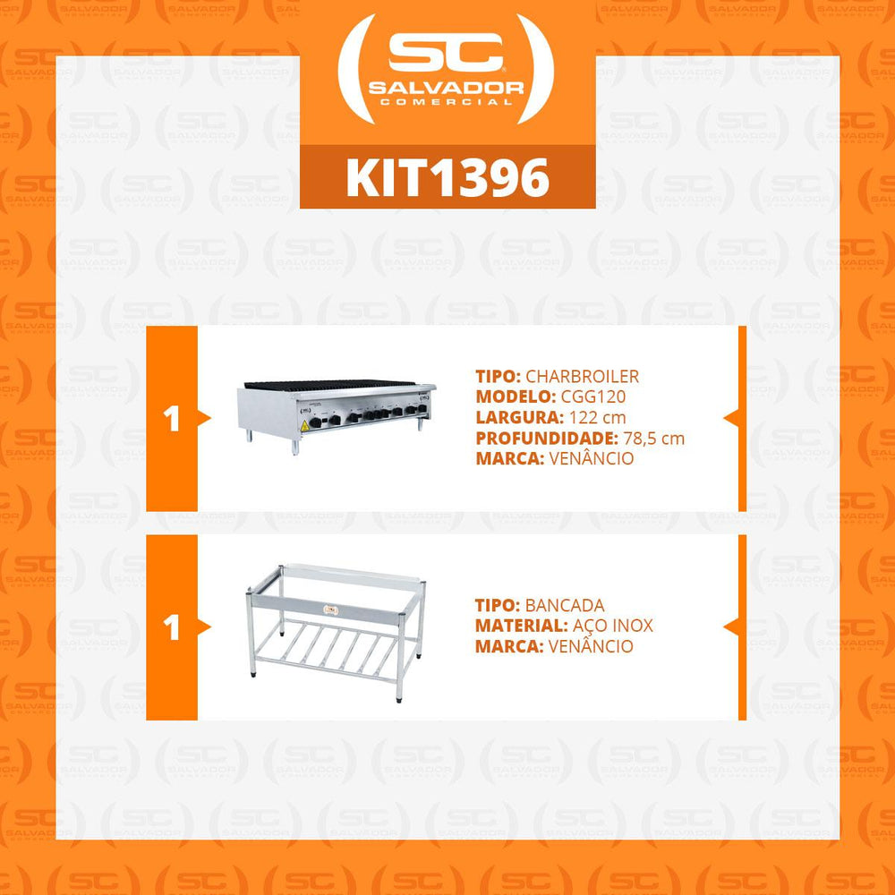 Chapa Char broiler Americana Grill Churrasqueira 120cm Gás Inox Com Pé Cggp120 - Venâncio