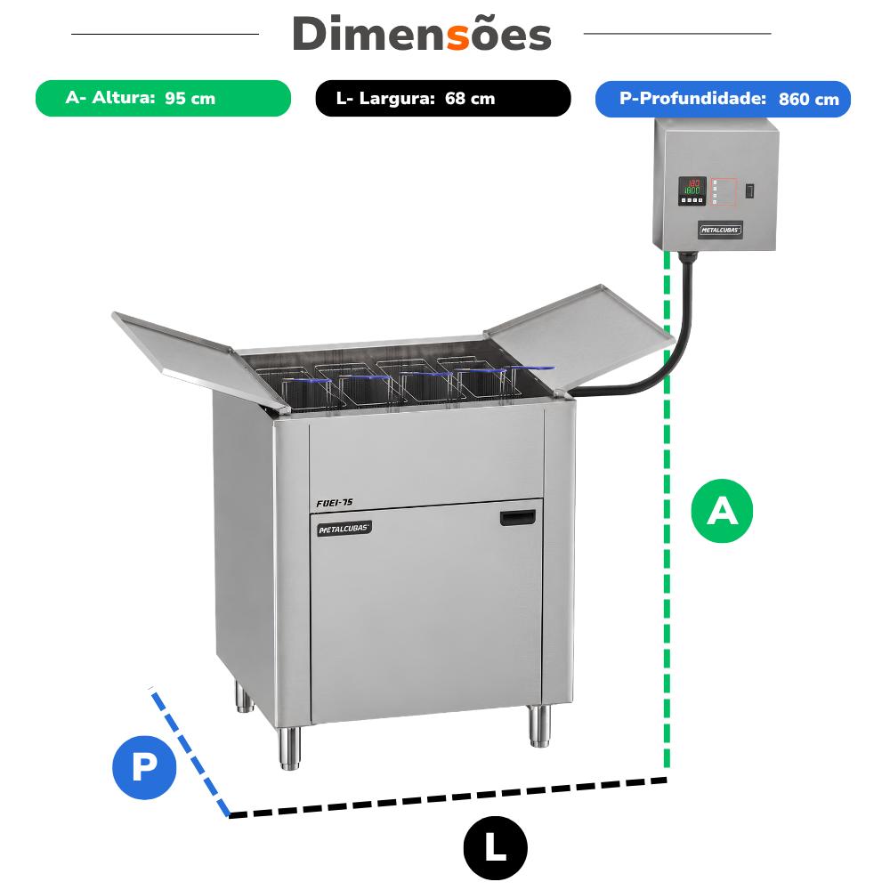 Fritador Elétrico Industrial Somente Óleo 75 Litros 18000w 380T FOEI 75   Metalcubas 24890